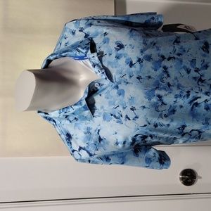 RBX Golf blue flowers golf shirt. NWT. Medium
